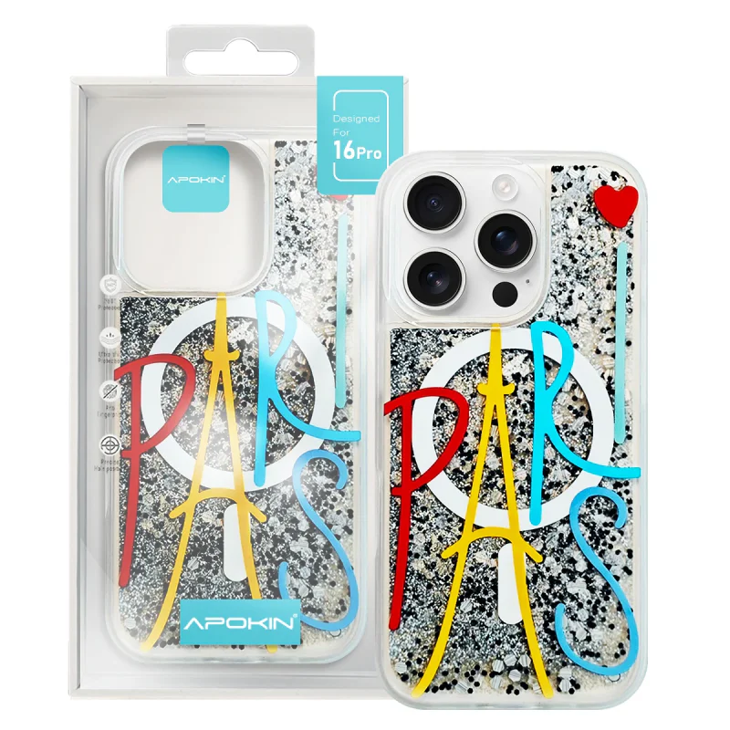 Capa Apokin com Purpurina Desenhos e MagSafe para iPhone 15 Pro Max Variedade de cores - Imagem 5