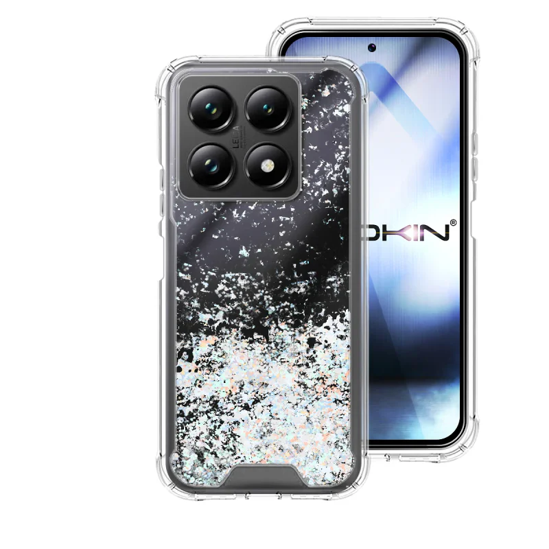 Capa Apokin para Xiaomi 14T Pro em Gel Acrílico Transparente com Purpurina Lilás - Imagem 5