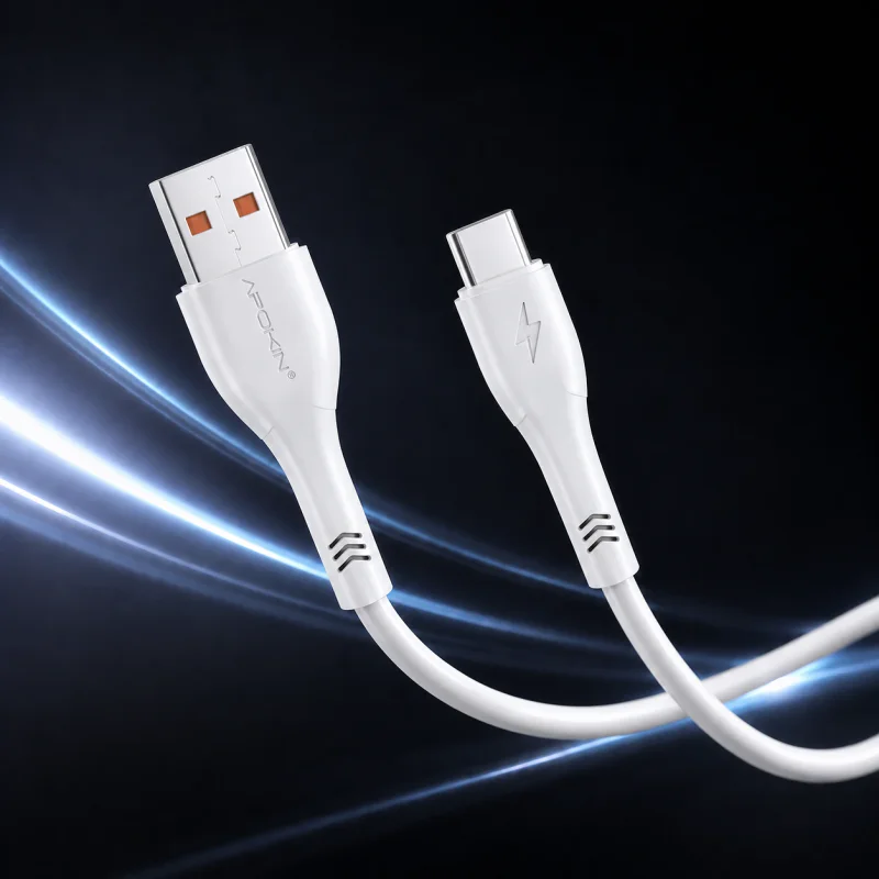 Cabo Apokin USB-A para USB-C 18 W 3 A 1 m Branco - Imagem 4