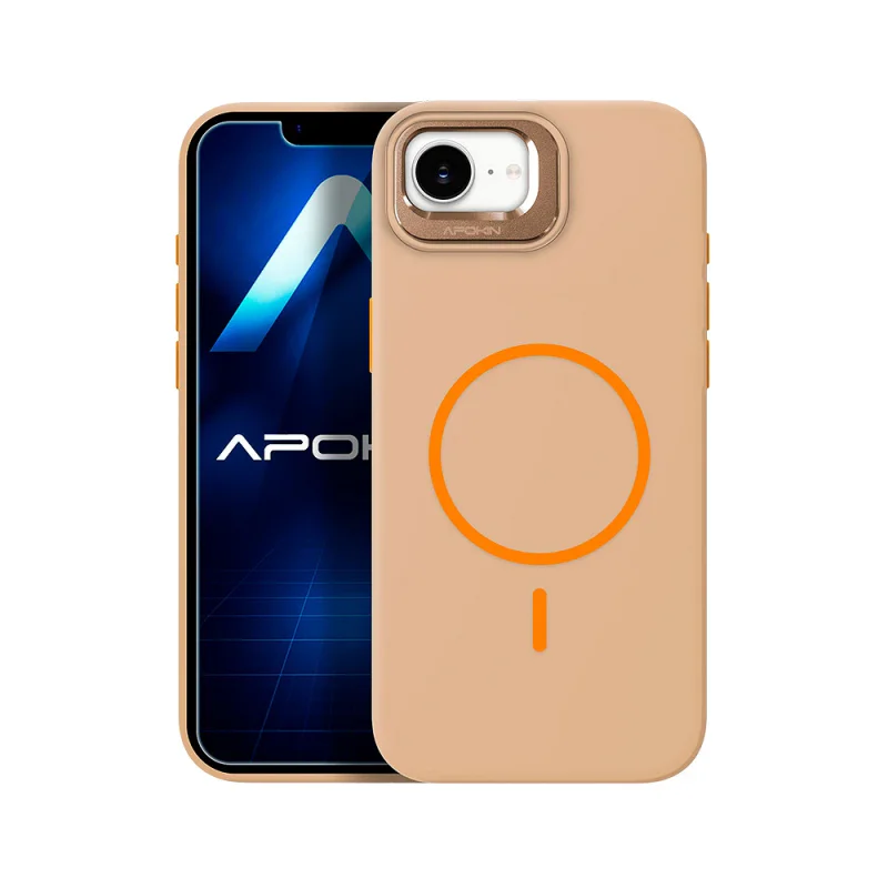 Capa de Silicone Premium Apokin com MagSafe e Suporte para iPhone 16E Variedade de cores - Imagem 3