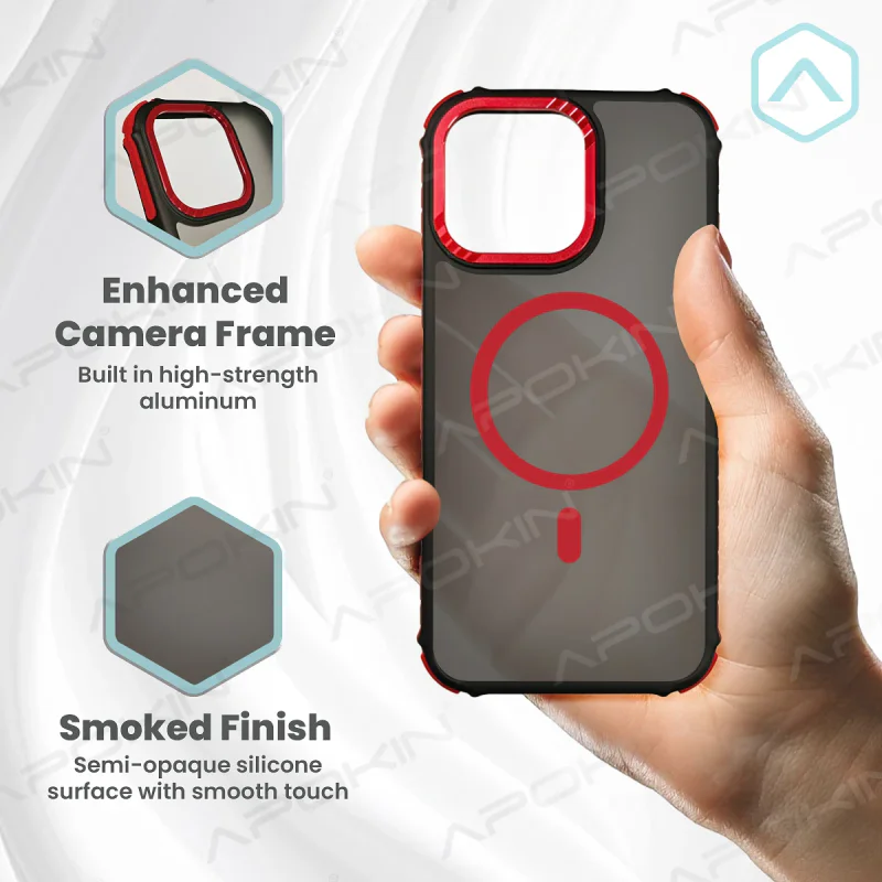 Capa Apokin Rock para Apple iPhone 15 Pro Max com MagSafe Efeito Fumado Vermelho - Imagem 2