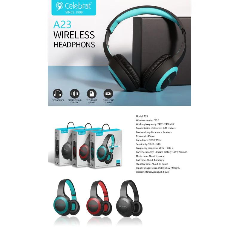 Auscultadores Bluetooth Apokin Celebrat A23 com Fita de Cabeça Preto - Imagem 2