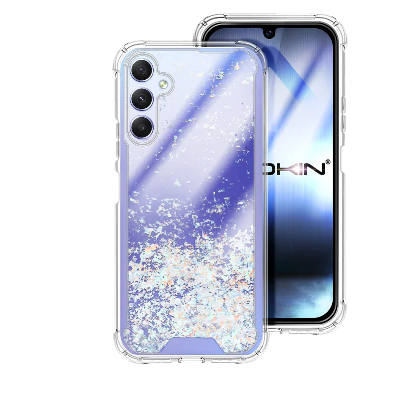 Capa Apokin em Gel com Brilho Glitter para Samsung Galaxy A34 5G Azul turquesa - Imagem 5