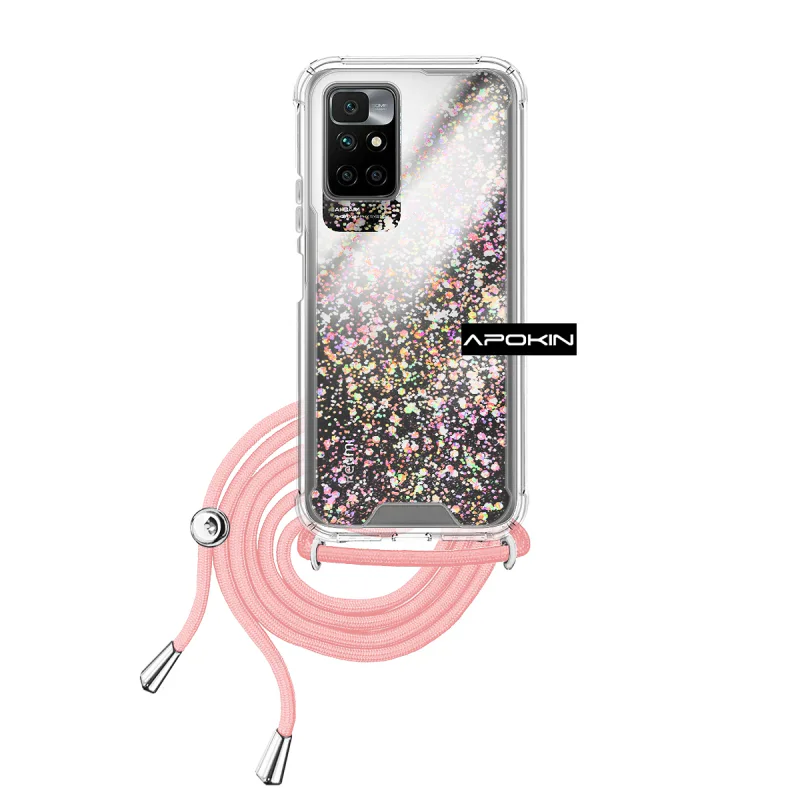 Capa Apokin para Xiaomi Redmi 10 Gel Transparente com Cordão Rosa - Imagem 3