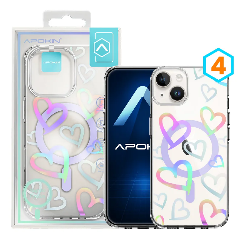 Capa Metálica Iridescente Apokin para iPhone 13 / 14 com MagSafe e Desenhos Cor 3 - Imagem 5