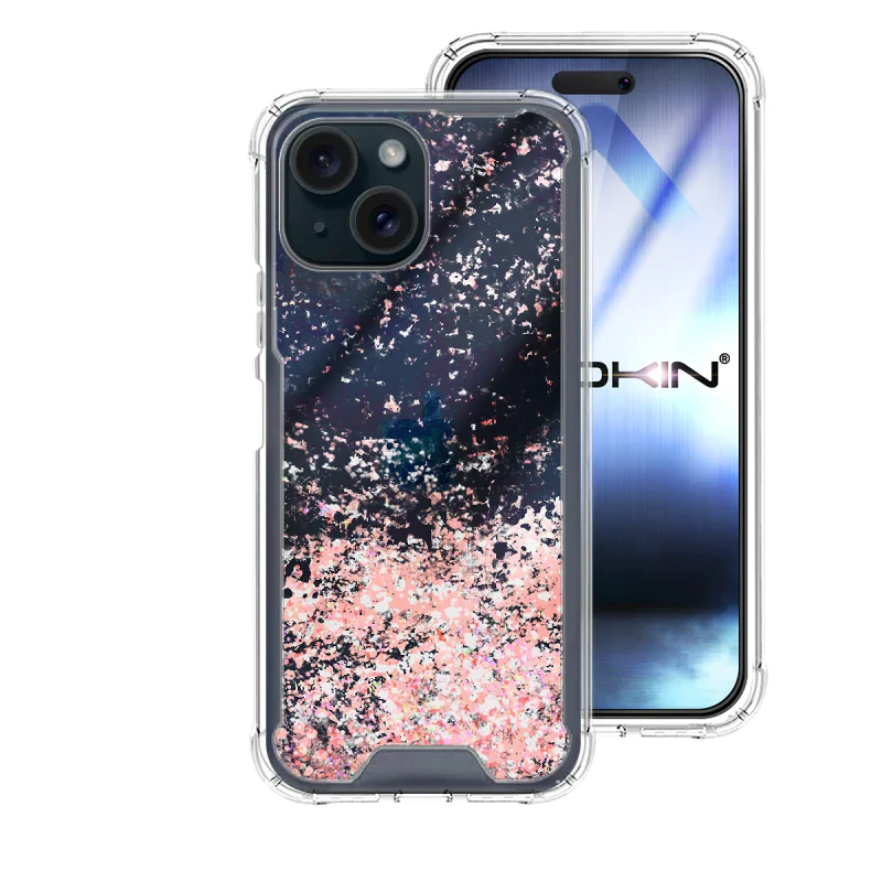 Capa Apokin para iPhone 15 Transparente em Gel com Glitter Branco - Imagem 3