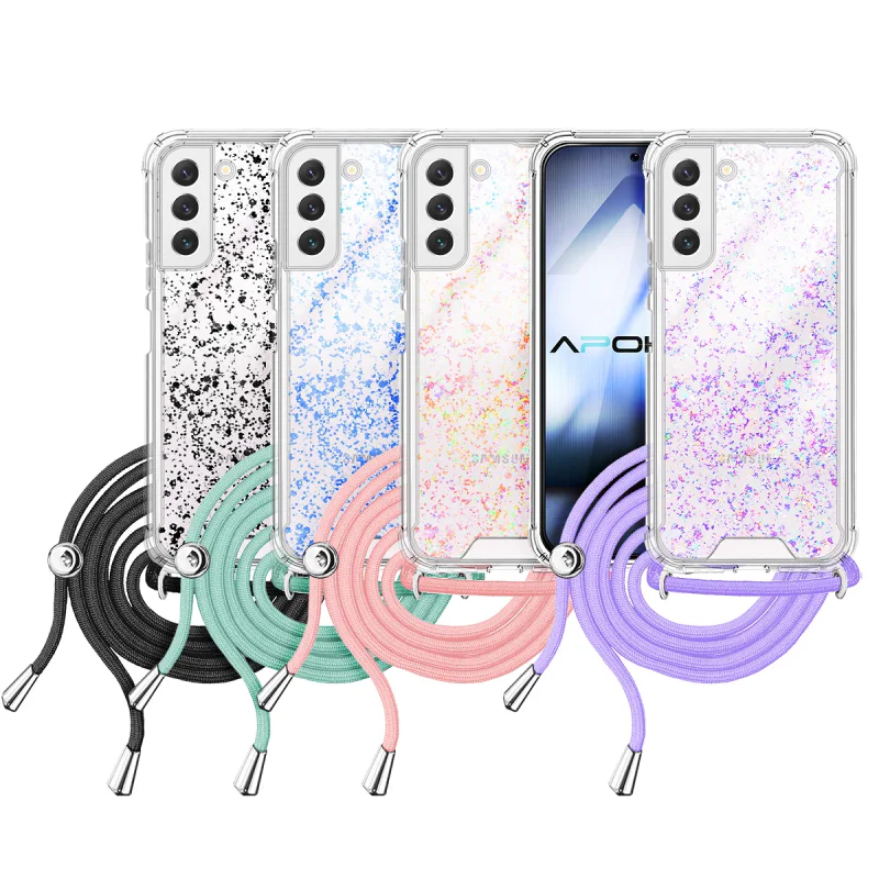Capa Apokin Gel Transparente com Cordão para Samsung Galaxy S22 Plus Lilás