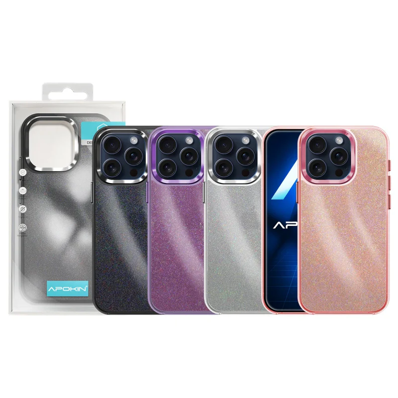 Capa Acrílica com Purpurina Apokin para iPhone 15 Pro Max Variedade de cores - Imagem 1