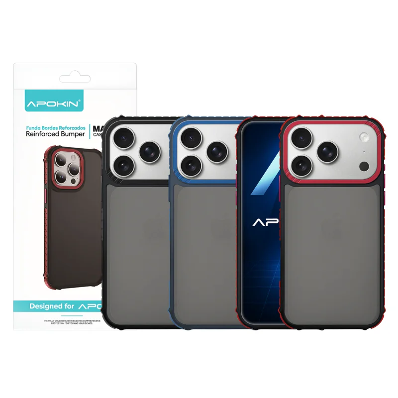 Capa Apokin Rock para iPhone 17 Pro Max e 18 Pro Max Acabamento Fumado Vermelho