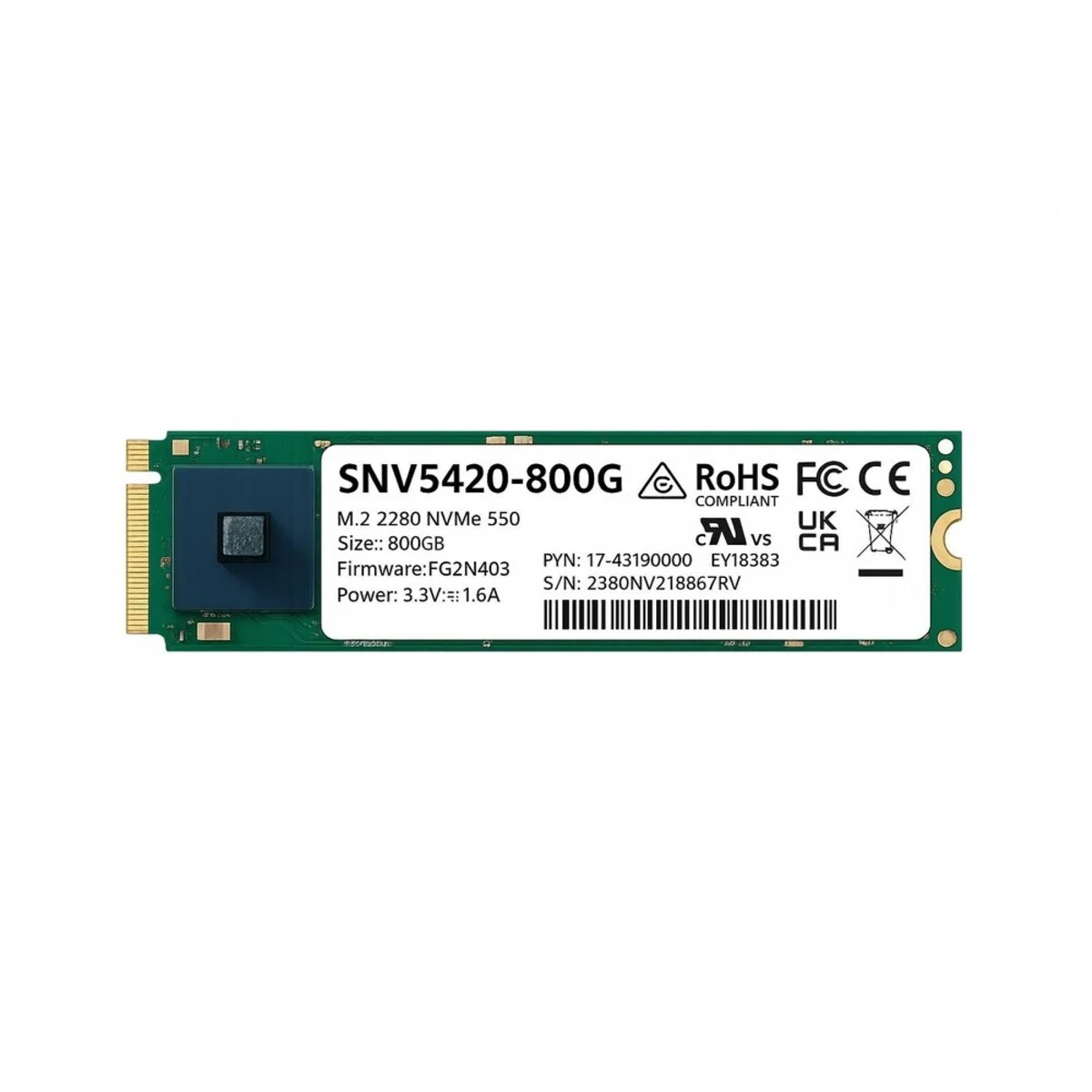 Disco SSD Synology SNV5420 800GB NVMe M.2 2280 PCIe 3.0 Enterprise