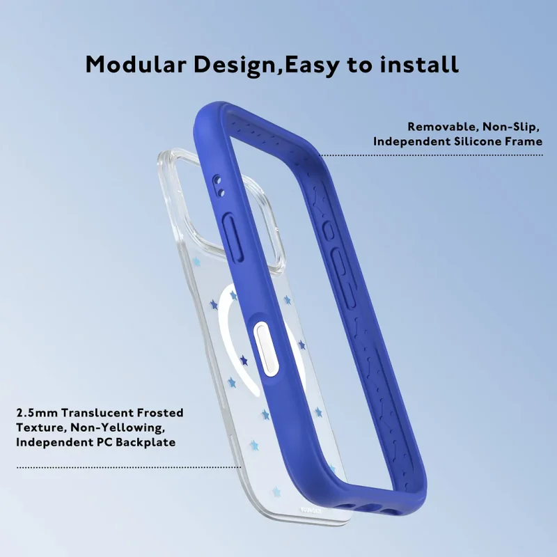 Capa Magnética Apokin Youngkit Starry Dots para iPhone 17 Pro e 18 Pro Azul - Imagem 3