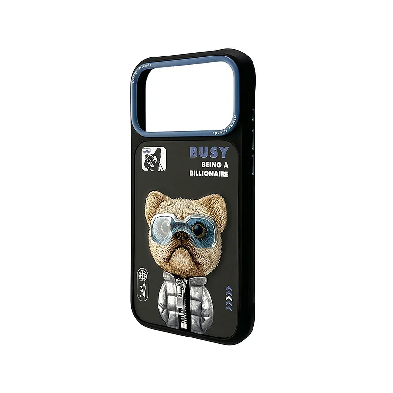 Capa Apokin Nimmy Cool e Cute 2.0 Bordada para Apple iPhone 17 Pro / 18 Pro Buldogue - Imagem 3