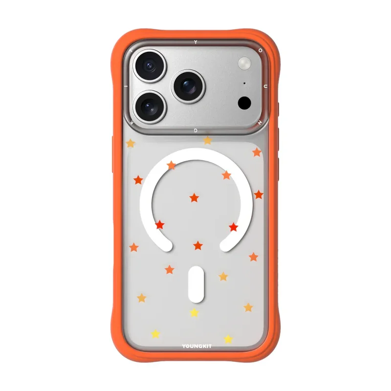 Capa Apokin Youngkit Starry Dots Magnética para iPhone 17 Pro Max e 18 Pro Max Laranja