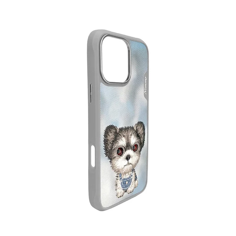 Capa Apokin Nimmy Olhos Grandes 2.0 para iPhone 16 Pro Bordada Cão Cinzento - Imagem 2