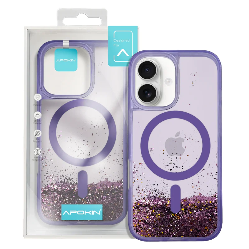 Capa Apokin para Apple iPhone 16 com Purpurina e MagSafe Variedade de cores - Imagem 3