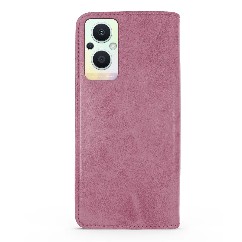 Capa com Tampa Apokin para Oppo Reno 8 Lite em Pele Sintética com Porta-cartões Vermelho - Imagem 6