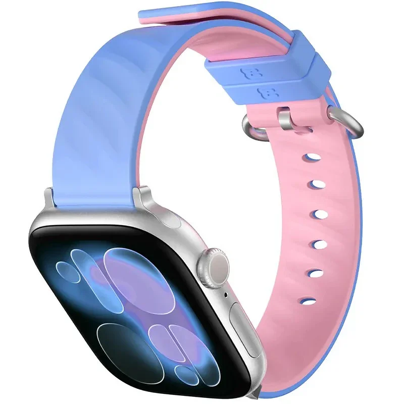Bracelete Apokin BLUEO para Apple Watch 42 44 45 46 e 49 mm Silicone Bicolor Variante 4 - Imagem 3