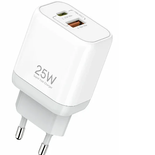 Carregador Apokin 25W USB-A e USB-C Ultra Rápido Branco U043 Sem Cabo
