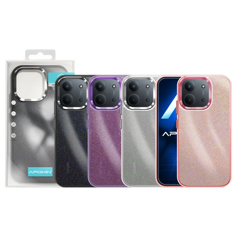 Capa Apokin para Xiaomi Redmi 15C Acrílica com Purpurina Preto
