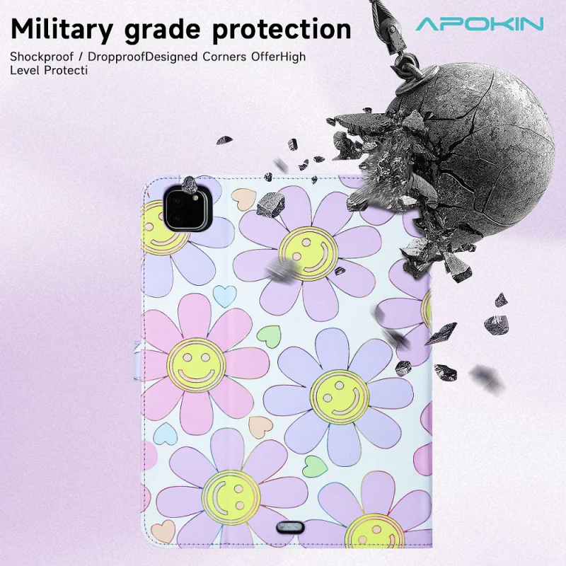 Capa Apokin para iPad Pro 13 com Suporte para Caneta Margaridas Design 3 - Imagem 5