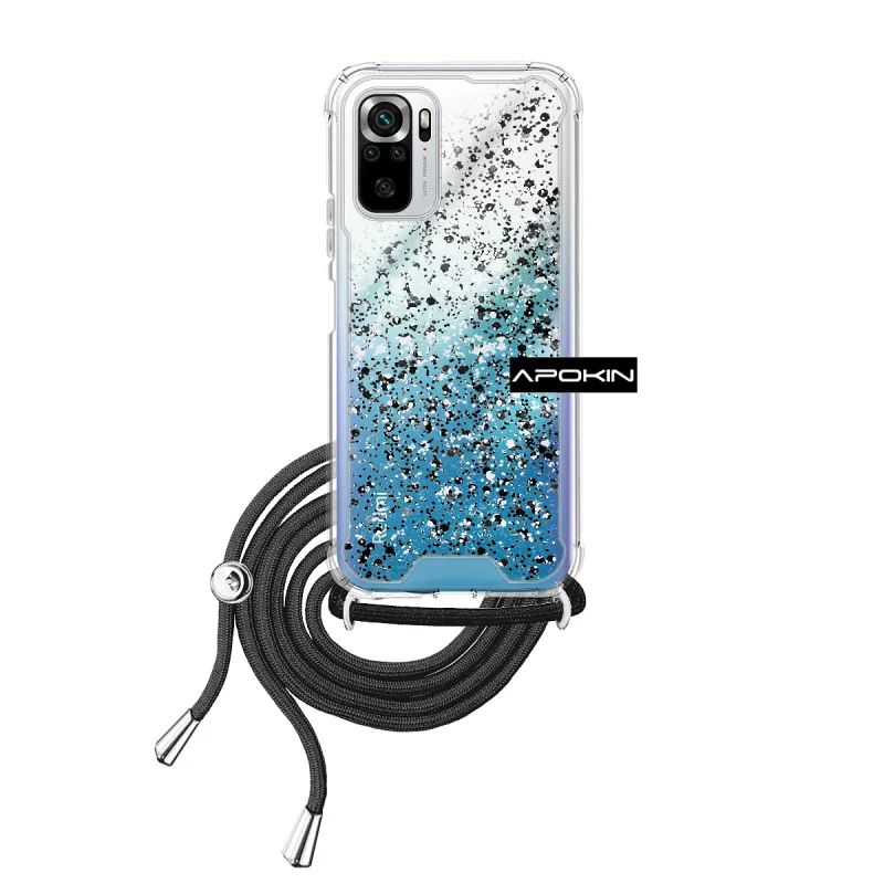 Estojo de Gel Apokin Transparente com Cordão para Xiaomi Redmi Note 10 4G Azul turquesa - Imagem 5