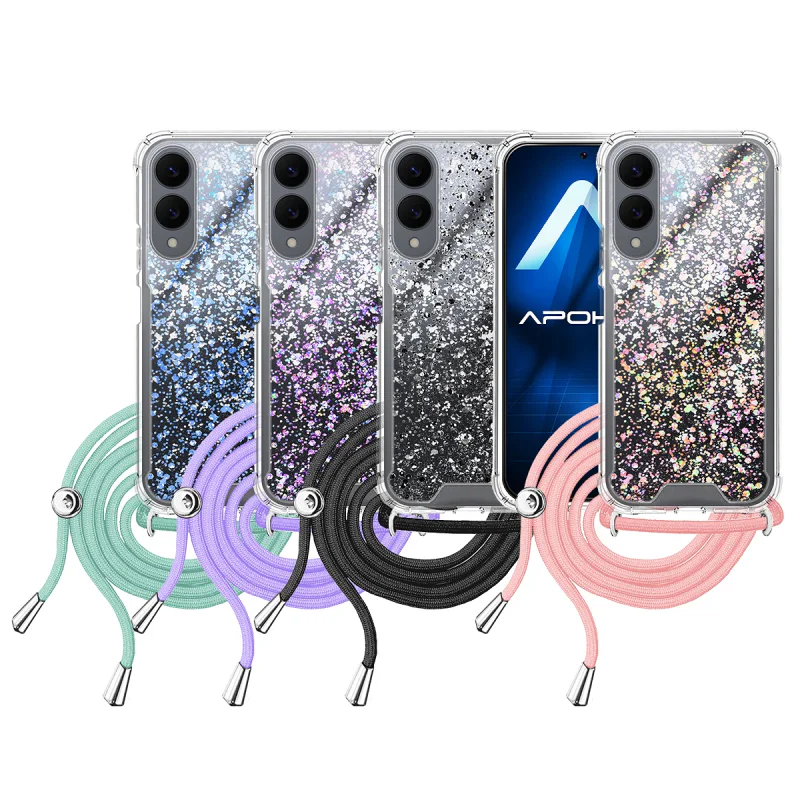 Capa Apokin para Samsung Galaxy S25 Edge Gel Transparente com Cordão Azul Turquesa