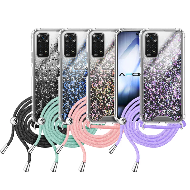Capa de Gel Apokin para Xiaomi Redmi Note 11 4G Transparente com Cordão Preto