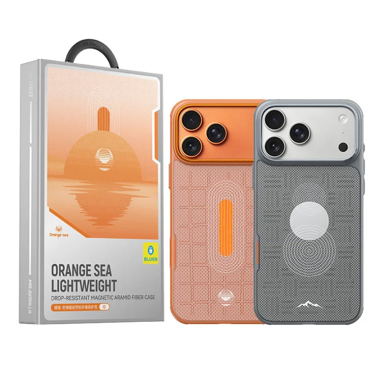 Capa Apokin para iPhone 17 Pro Max / 18 Pro Max Magnética em Fibra de Aramida Laranja