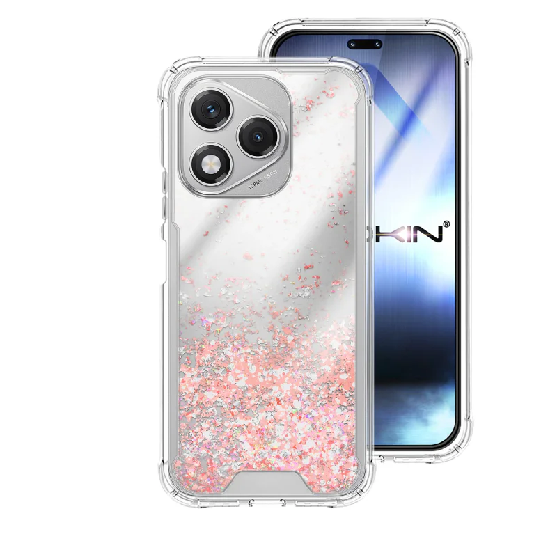 Capa de Gel Apokin para Honor 400 Lite Transparente com Purpurina Lilás - Imagem 3