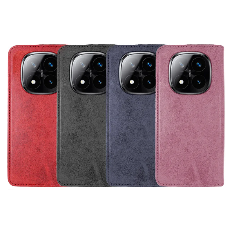 Capa com Tampa Apokin para Xiaomi Redmi Note 14 Pro 4G em Pele Sintética com Porta-cartões Preto