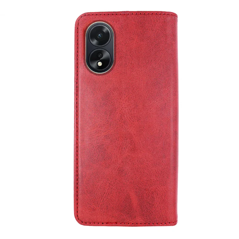 Capa Apokin para Oppo A38 Livro em Pele Sintética com Porta-Cartões Vermelho - Imagem 5