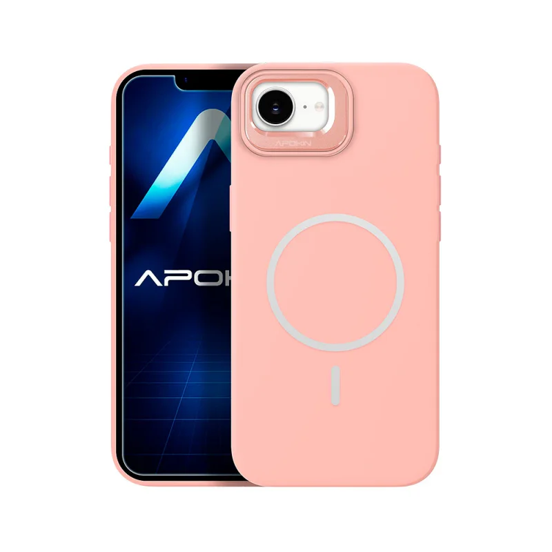 Capa de Silicone Premium Apokin com MagSafe e Suporte para iPhone 16E Variedade de cores - Imagem 5