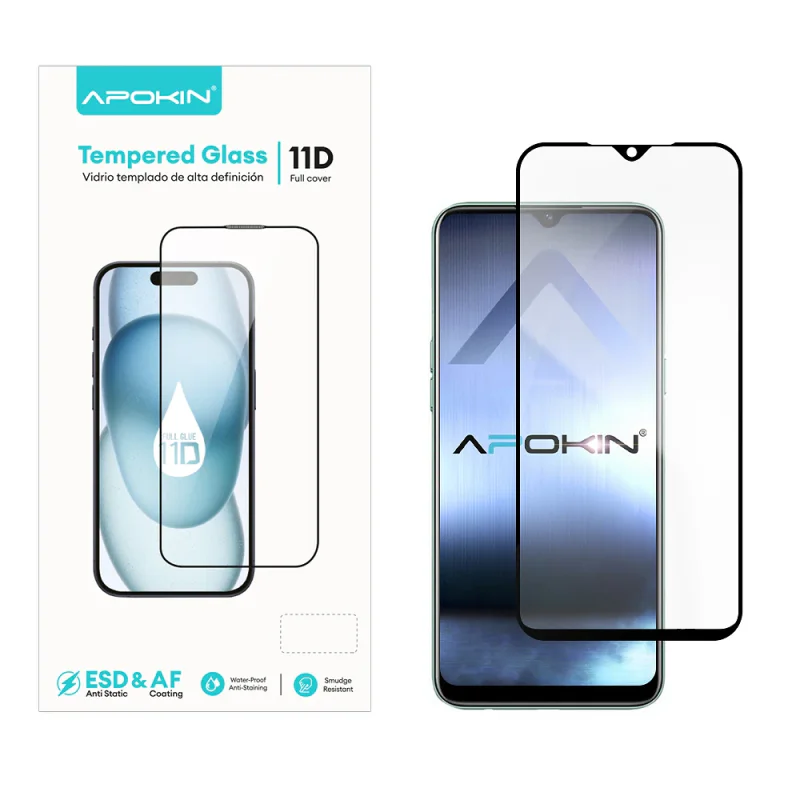 Película de Vidro Temperado Apokin para Realme 6i Curvo 11D Cola Total Transparente