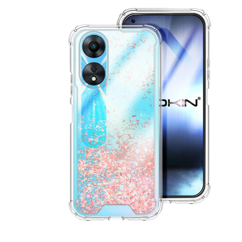 Capa Apokin para Oppo A58 / A78 5G em Gel Transparente com Glitter Rosa - Imagem 3