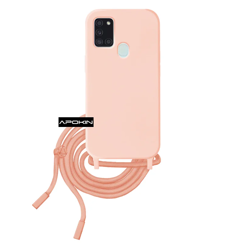 Capa Apokin para Samsung Galaxy A21s Macia com Cordão Rosa - Imagem 5