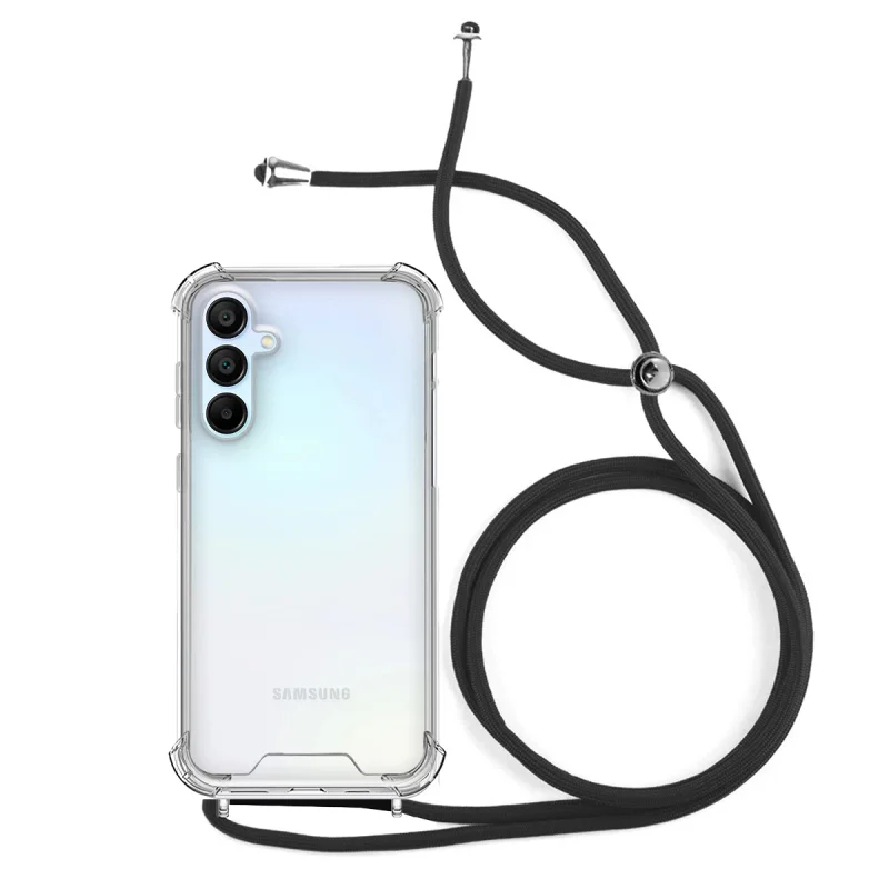 Capa com Cordão Apokin para Samsung Galaxy A35 Gel Transparente Transparente