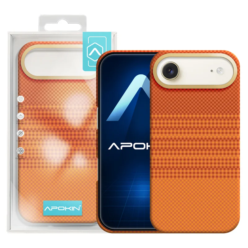 Capa Apokin para iPhone 17 Air Fibra de Kevlar com MagSafe Laranja - Imagem 4
