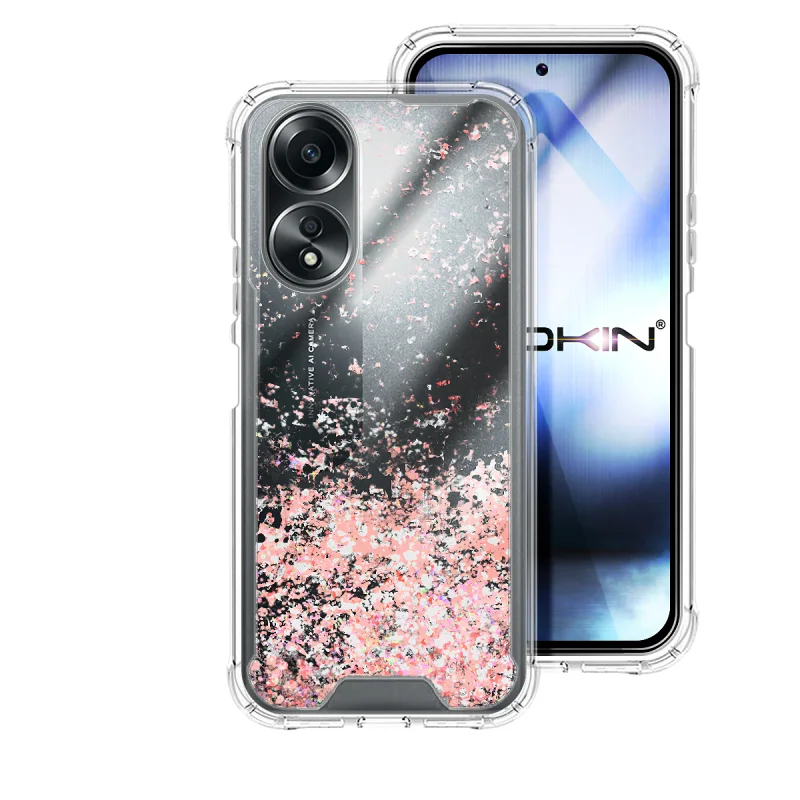 Capa Apokin para Oppo A58 4G Gel Transparente com Purpurina Azul turquesa - Imagem 3