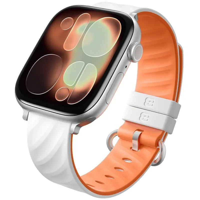 Bracelete Apokin BLUEO para Apple Watch 42 44 45 46 e 49 mm Silicone Bicolor Variante 4 - Imagem 5