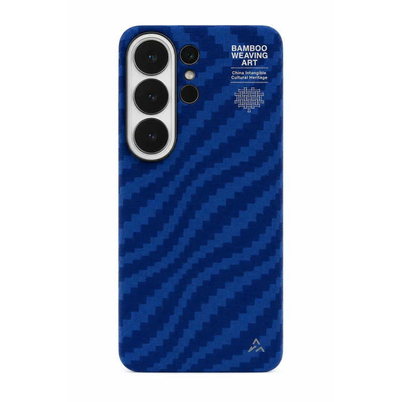 Capa Apokin Eastern Airity com Design de Bambu Tecido para Samsung Galaxy S26 Ultra Azul