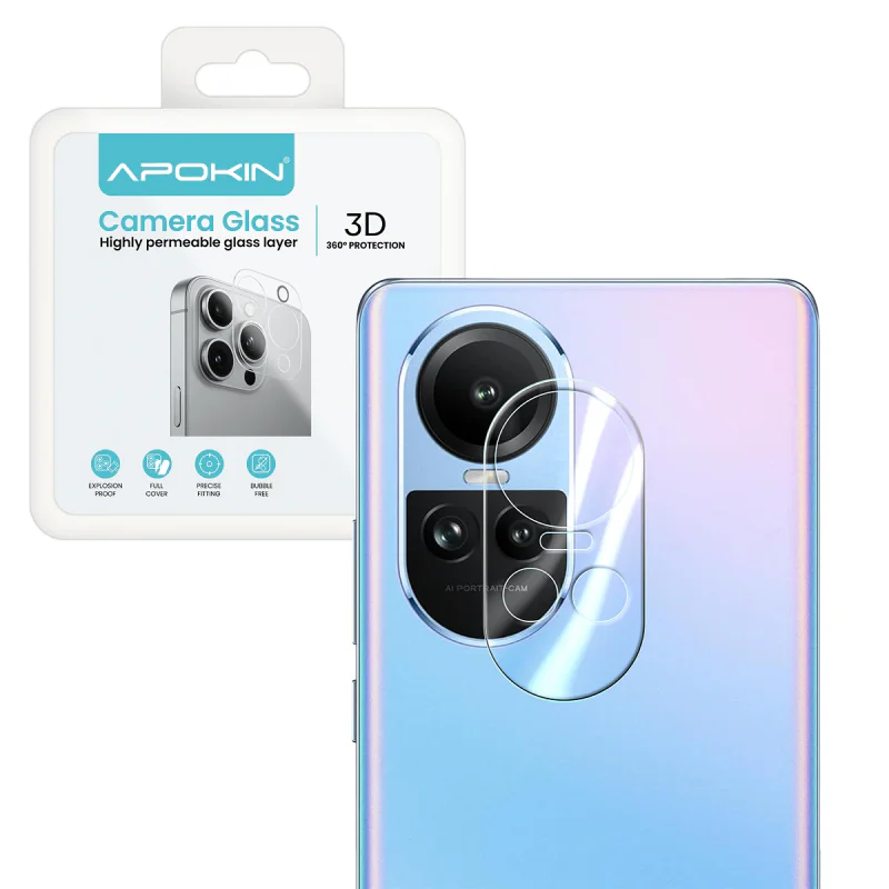 Protetor de Câmara Apokin para OPPO Reno 10 / 10 Pro Vidro Temperado Transparente