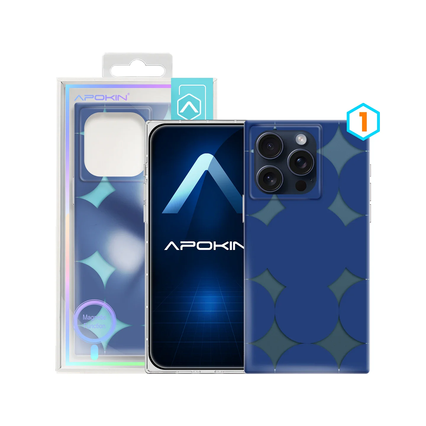 Capa Apokin Espelho Iridiscente com MagSafe para iPhone 15 Pro Azul