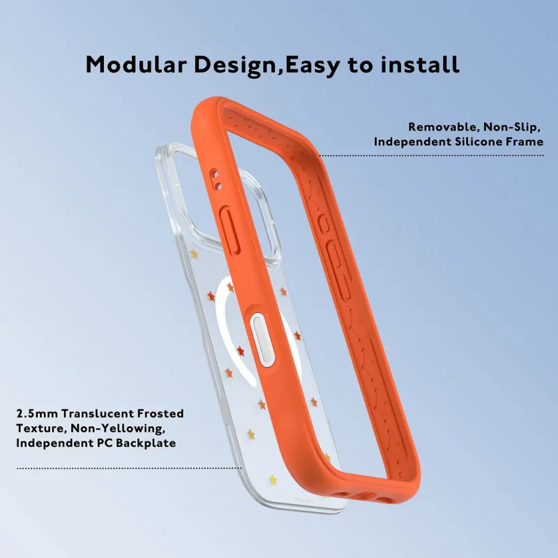 Capa Apokin Youngkit Starry Dots Magnética para iPhone 17 Pro Max e 18 Pro Max Laranja - Imagem 3