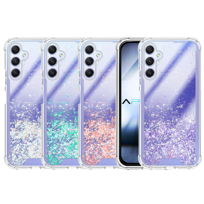 Capa Apokin em Gel com Brilho Glitter para Samsung Galaxy A34 5G Azul turquesa