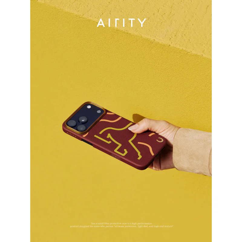 Capa Apokin Airity para iPhone 17 Pro Max e 18 Pro Max Fibra de Aramida Castanho - Imagem 3