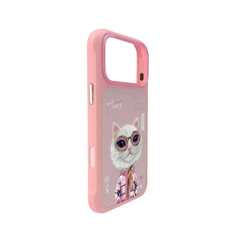 Capa Apokin Nimmy Cool e Cute Bordada Gato para iPhone 17 Gato - Imagem 2