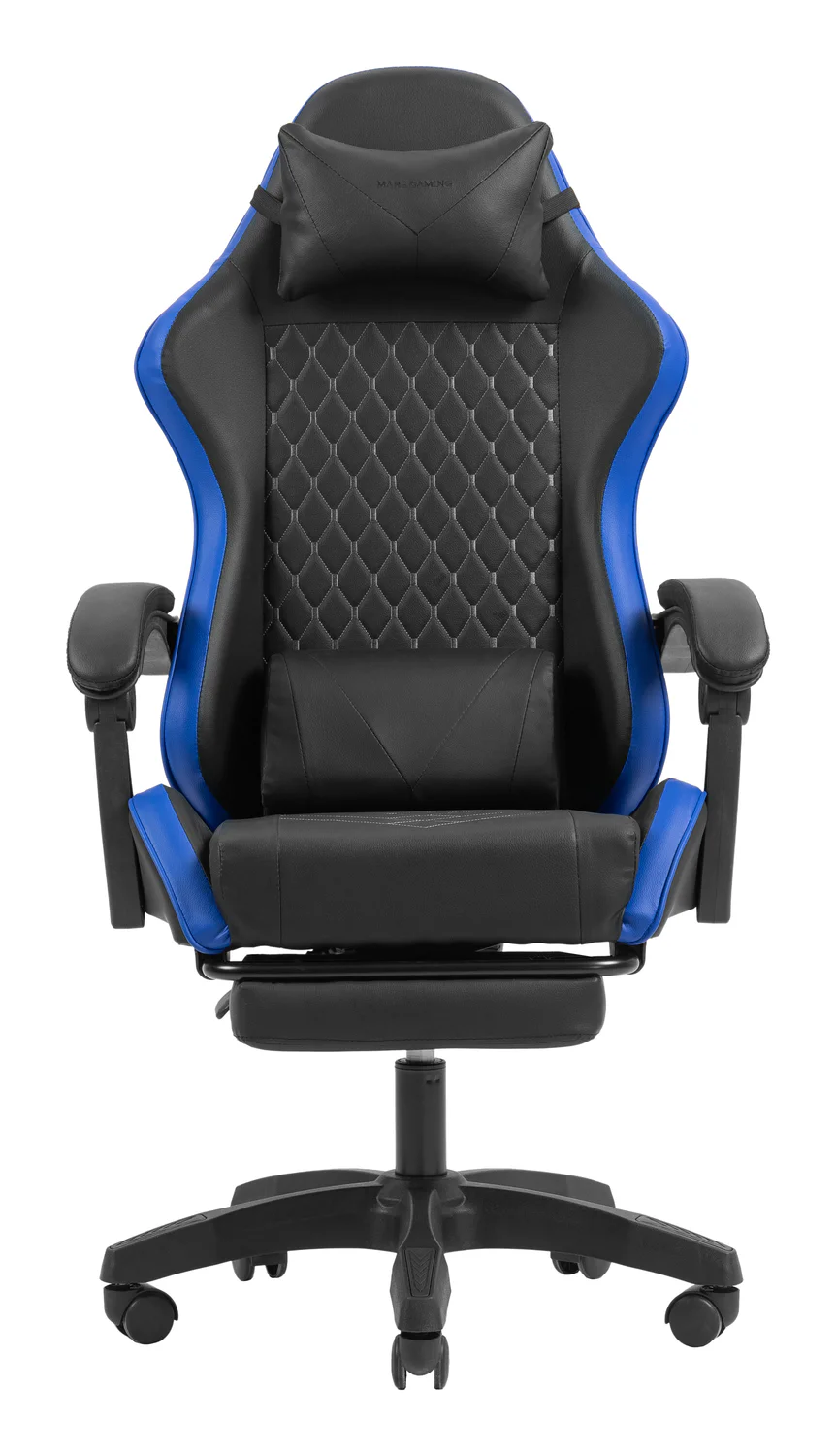 Cadeira Gaming Mars Gaming MGC-X em Pele Sintética com Apoio para Pés Extensível Preta e Azul - Imagem 2