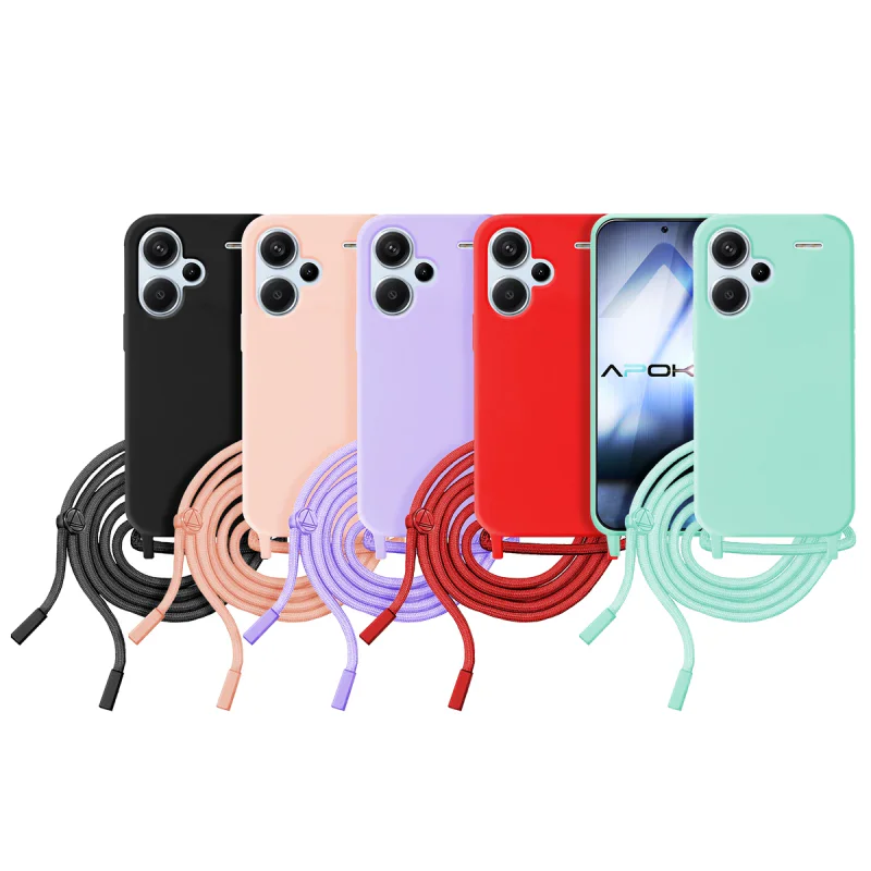 Capa Apokin para Xiaomi Redmi Note 13 Pro+ 5G Suave com Cordão Vermelho