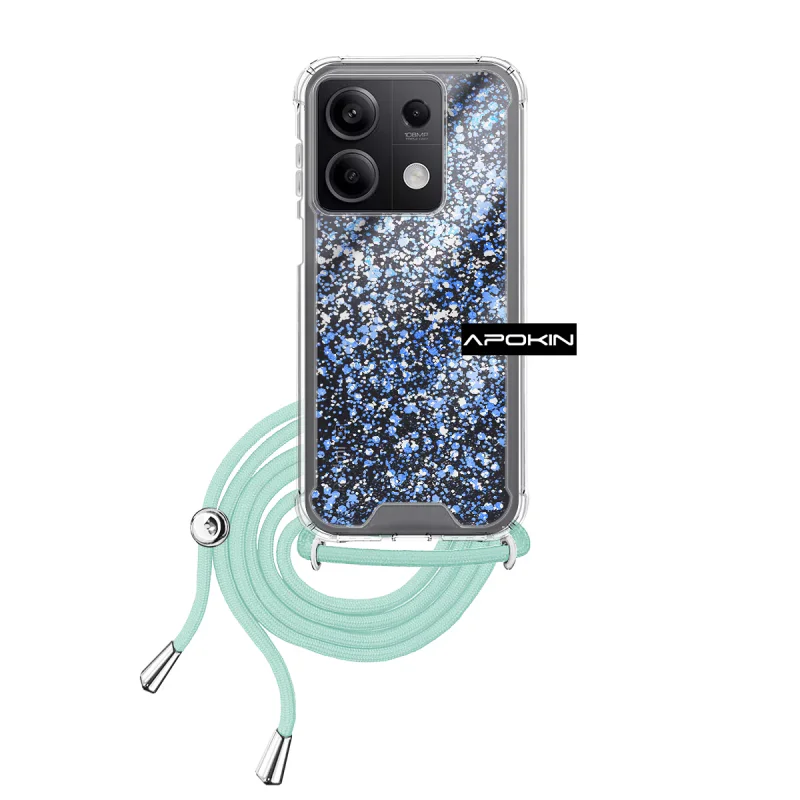 Capa Apokin Air em Gel Transparente com Cordão para Xiaomi Redmi Note 13 5G Azul-Turquesa - Imagem 4
