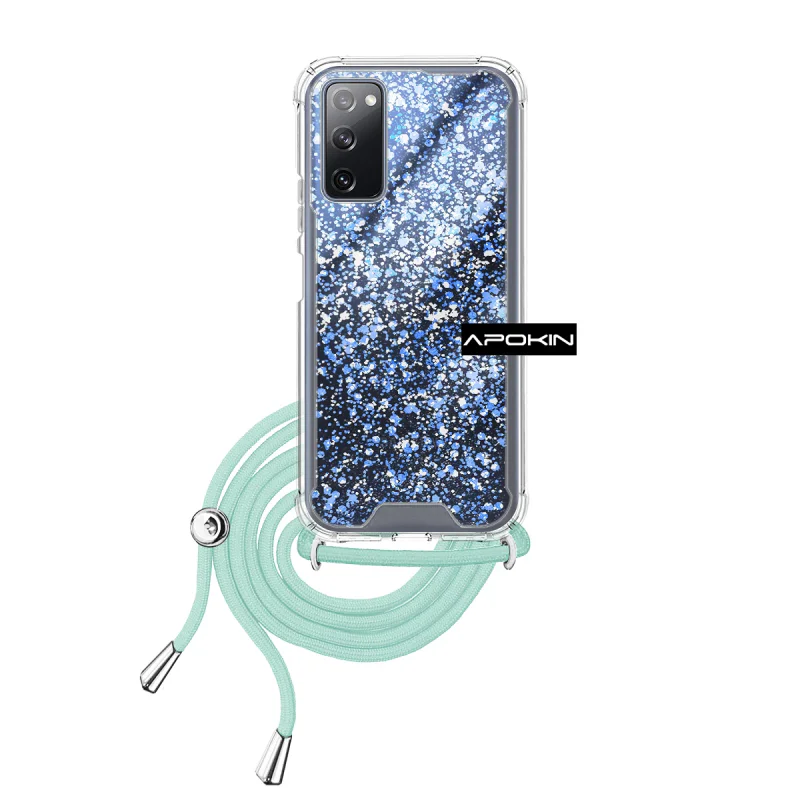 Capa de Gel Apokin para Samsung Galaxy S20 FE Transparente com Cordão Azul Turquesa - Imagem 4